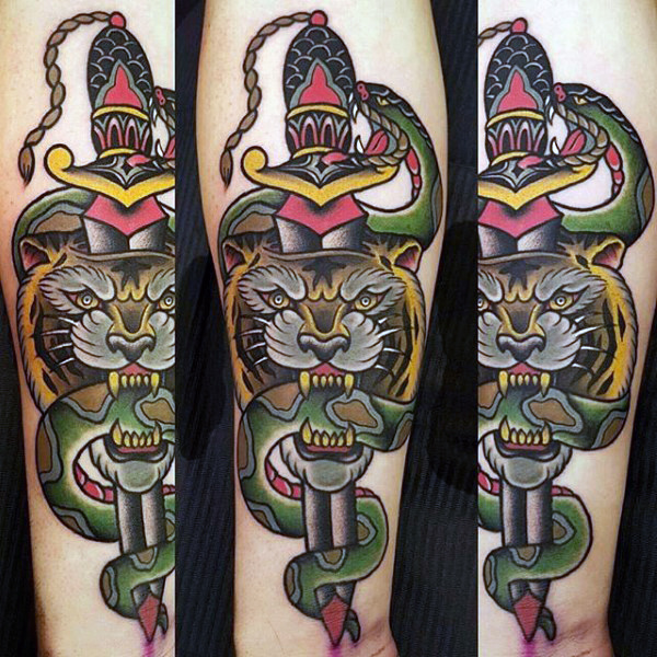 75 traditionelle Tiger Tattoo Designs für Männer - gestreifte Tinte Ideen  