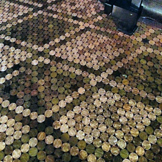 Top 60 besten Penny Floor Design-Ideen - Kupfer-Coin-Bodenbelag  