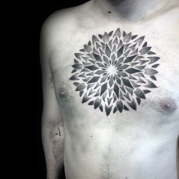 60 geometrische Brust Tattoos für Männer - Oberkörper Design-Ideen  