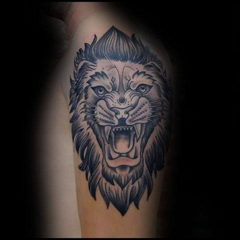 30 traditionelle Löwen Tattoo Designs für Männer - Retro große Katzen-Ideen  