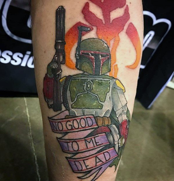 40 Mandalorian Tattoo Designs für Männer - Star Wars Ink Ideen  