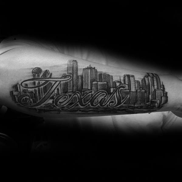 20 Dallas Skyline Tattoo Designs für Männer - Texas Ink Ideen  