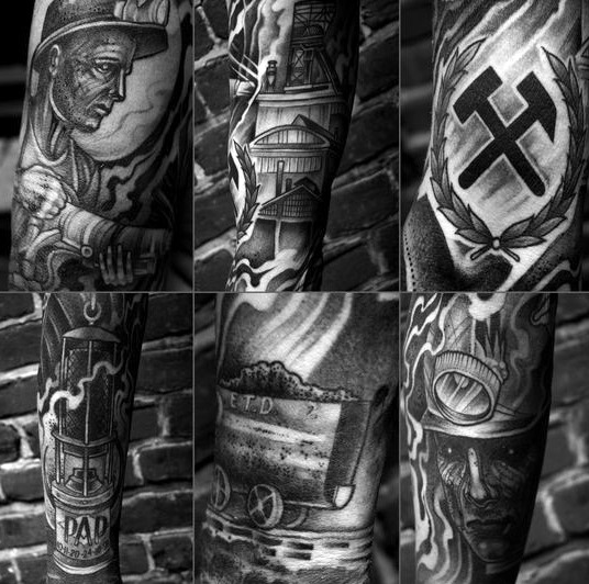 40 Kohlebergbau Tattoos für Männer - Miner Design-Ideen  