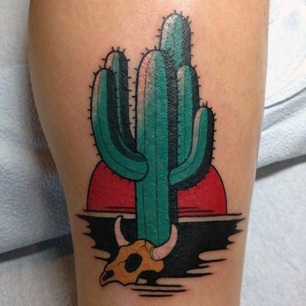 70 Kaktus-Tätowierungs-Entwürfe für Männer - stachelige Pflanzentinten-Ideen  