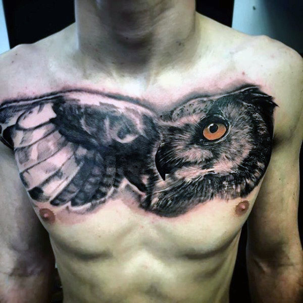 70 Eulen Brust Tattoo-Designs für Männer - Nocturnal Ink Ideen  