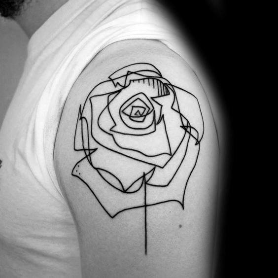 40 geometrische Rose Tattoo Designs für Männer - Blumen-Tinte-Ideen  