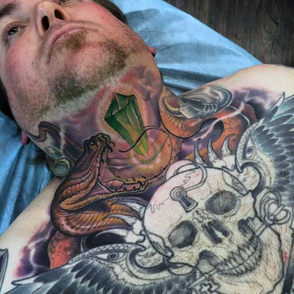 80 Kehle Tattoos für Männer - Cool Masculine Design-Ideen  