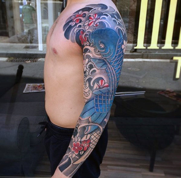 60 japanische Welle Tattoo Designs für Männer - Oceanic Ink Ideen  