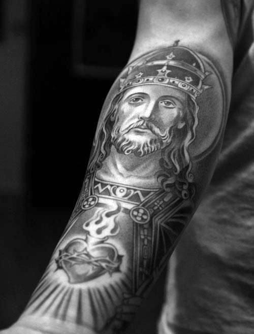 100 Sacred Heart Tattoo Designs für Männer - religiöse Tinte Ideen  