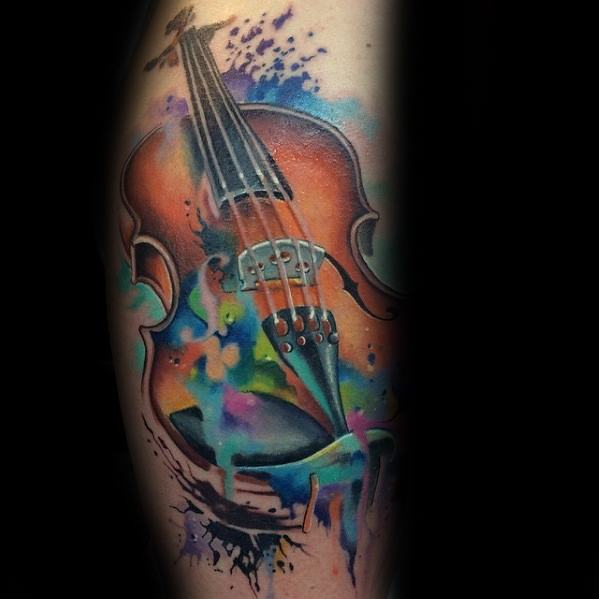50 Violine Tattoo Designs für Männer - Musik Instrument Tinte Ideen  