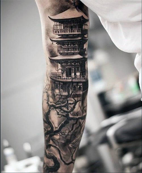 90 Building Tattoos für Männer - Architektur Ink Design-Ideen  