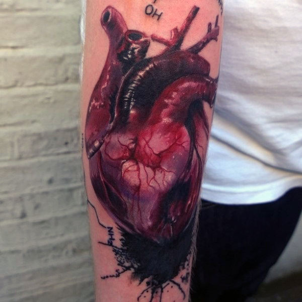 90 anatomische Herz-Tätowierungs-Entwürfe für Männer - Blut pumpende Tinte  