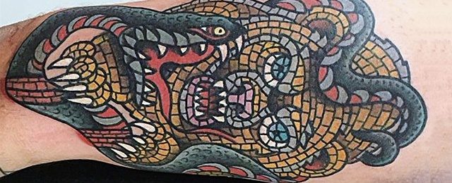 50 Mosaik Tattoo Designs für Männer dekorative Tinte Ideen Mann