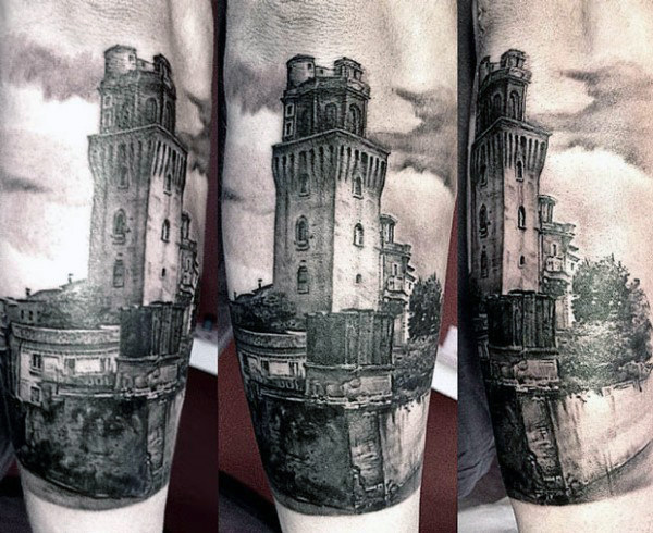 90 Building Tattoos für Männer - Architektur Ink Design-Ideen  