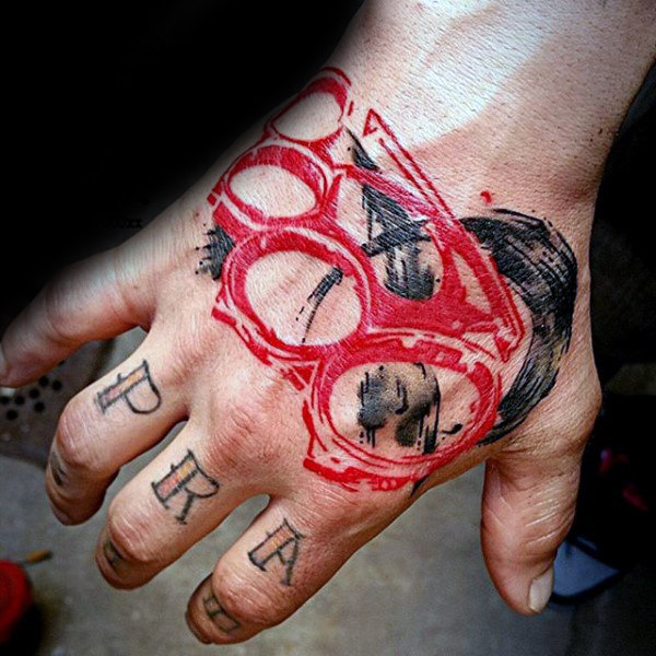 40 Messing Knuckle Tattoo Designs für Männer - Tinte Ideen mit einem Schlag  