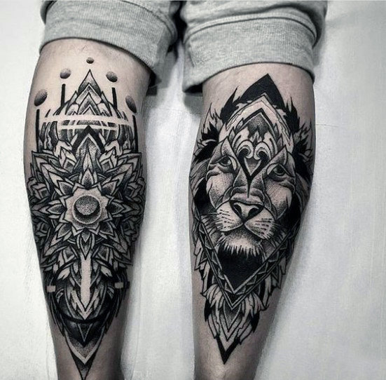 30 Lion Leg Tattoo Designs für Männer - große Katze Tinte Ideen  