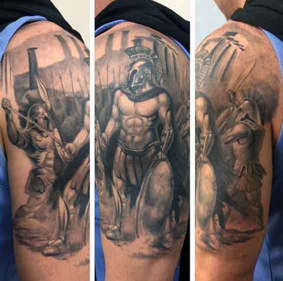 50 Spartan Tattoo Designs für Männer - männliche Krieger Ideen  