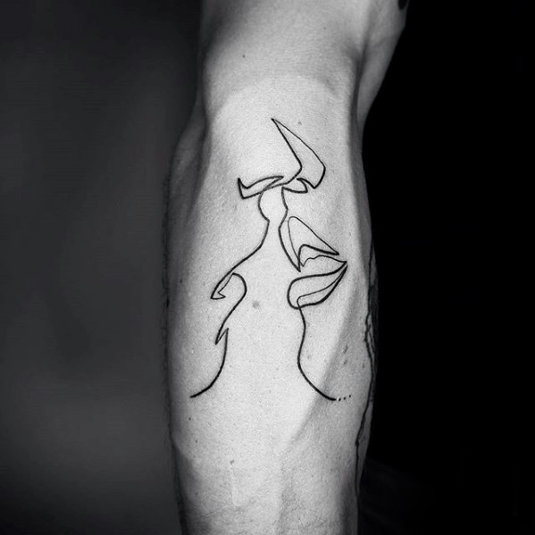 50 einfache Linie Tattoos für Männer - Manly Ink Design-Ideen  
