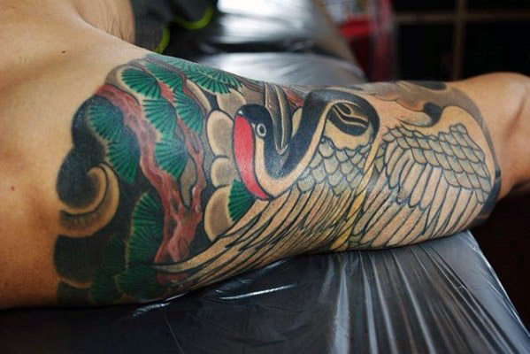 60 Crane Tattoo Designs für Männer - Maskuline Vogel Tinte Ideen  