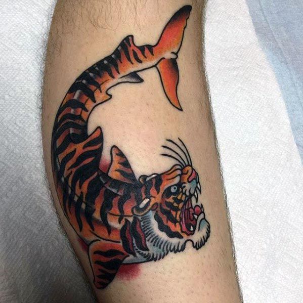 50 Tiger Shark Tattoo Designs für Männer - Sea Tiger Ink Ideen  