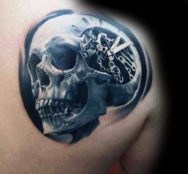 50 3D Skull Tattoo Designs für Männer - Cool Cranium Ink Ideen  