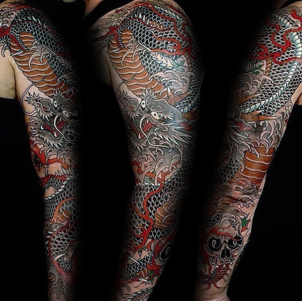 70 Dragon Arm Tattoo Designs für Männer - Fire Atmung Tinte Ideen  