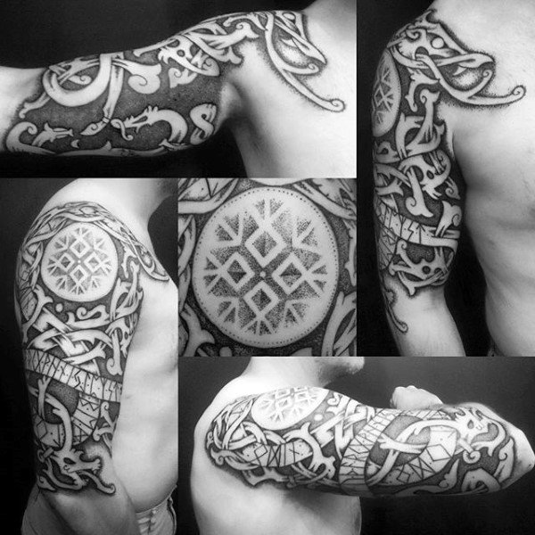 70 Viking Tattoos für Männer - Manly Germanic Norse Seafarer Designs  