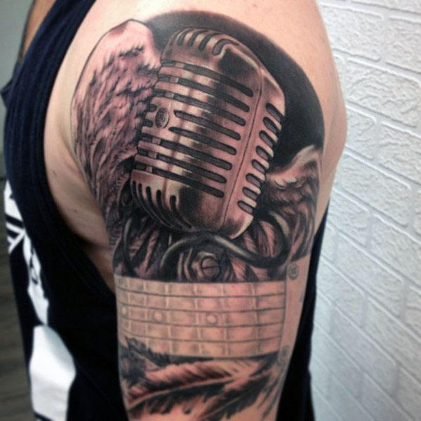 90 Mikrofon Tattoo Designs für Männer - Manly Vocal Ink  