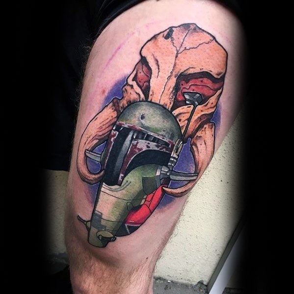 40 Mandalorian Tattoo Designs für Männer - Star Wars Ink Ideen  