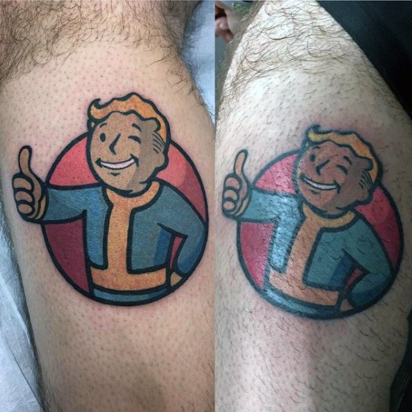 60 Vault Boy Tattoo Designs für Männer - Fallout Ink Ideen  