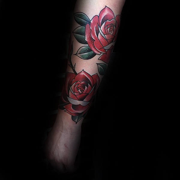 50 traditionelle Rose Tattoo Designs für Männer - Blumen-Tinte-Ideen  