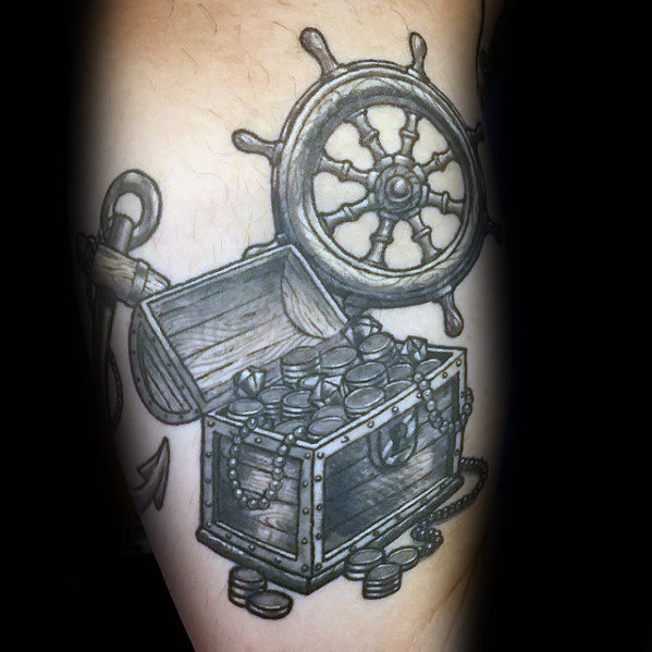 40 Schatztruhe Tattoo Designs für Männer - wertvolle Tinte Ideen  