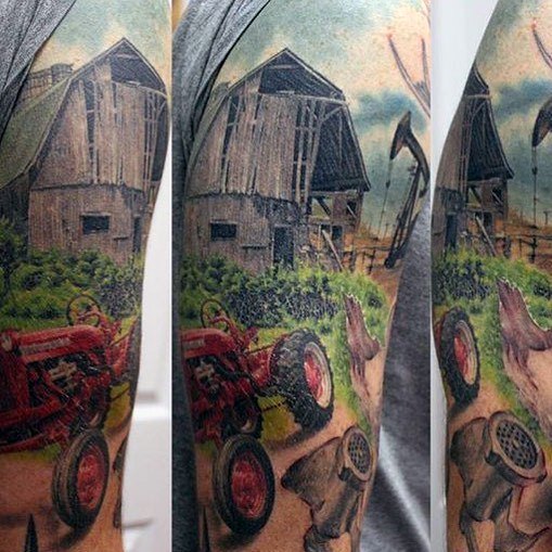 60 Landwirtschaft Tattoos für Männer - Landwirtschaft Design-Ideen  