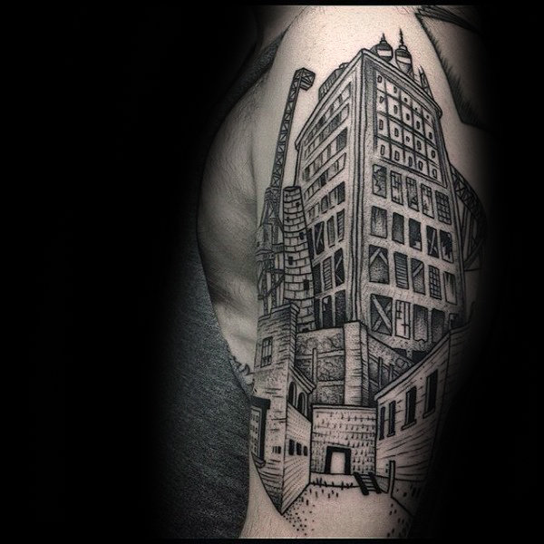 90 Building Tattoos für Männer - Architektur Ink Design-Ideen  