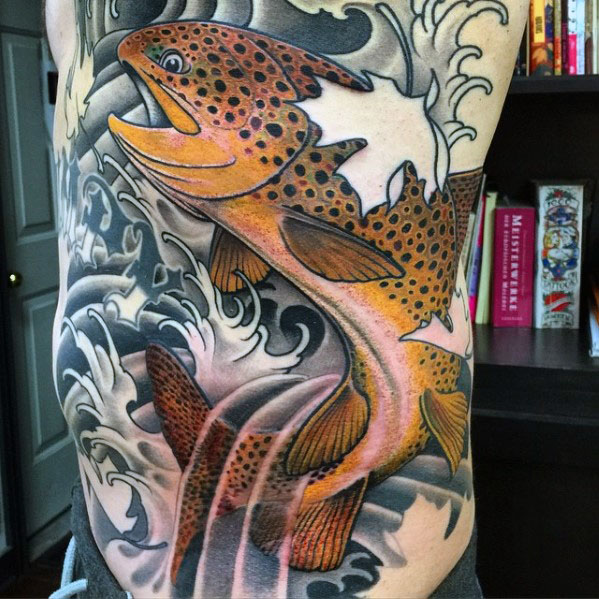 60 Forelle Tattoo Designs für Männer - Süßwasserfische-Tinte Ideen  