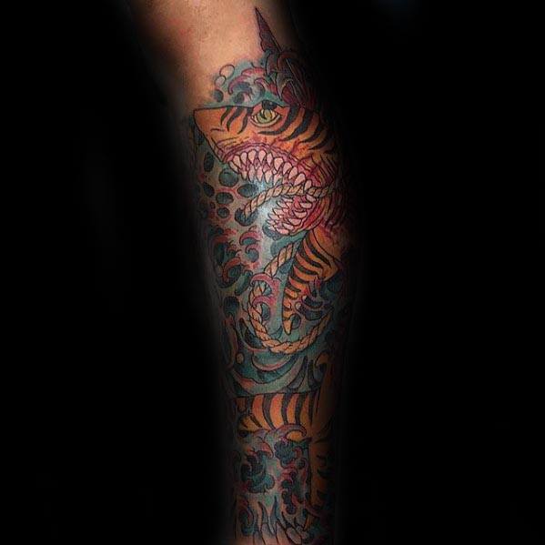 50 Tiger Shark Tattoo Designs für Männer - Sea Tiger Ink Ideen  