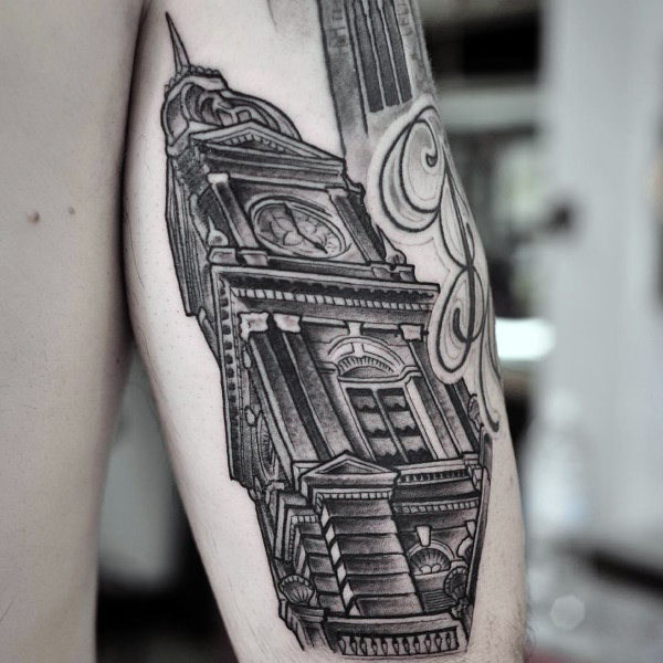 90 Building Tattoos für Männer - Architektur Ink Design-Ideen  