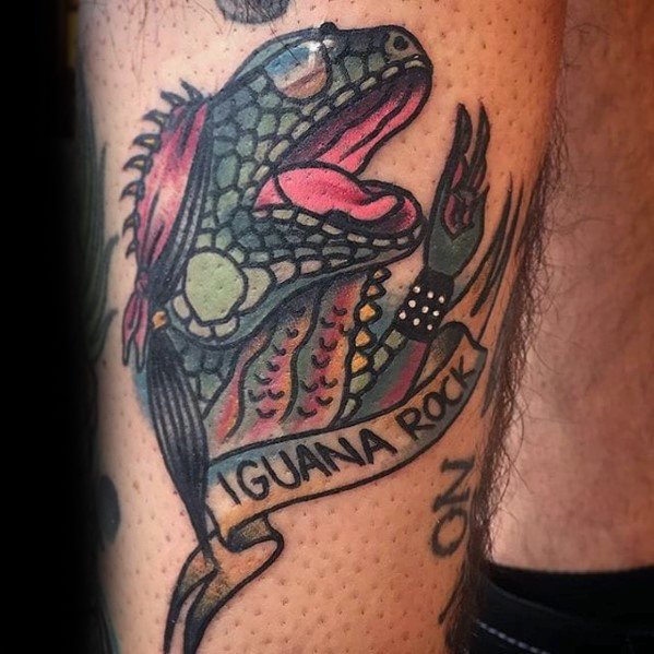 50 Iguana Tattoo Designs für Männer - Reptil-Tinte Ideen  