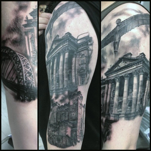 90 Building Tattoos für Männer - Architektur Ink Design-Ideen  