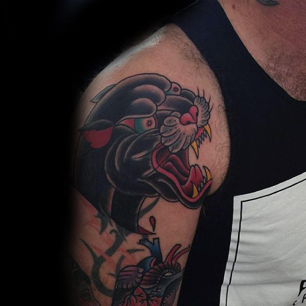 60 traditionelle Panther Tattoo Designs für Männer - Old School-Ideen  