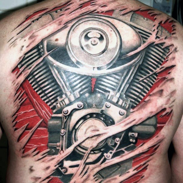 60 Motorrad Tattoos für Männer - Zwei Rad Design-Ideen  