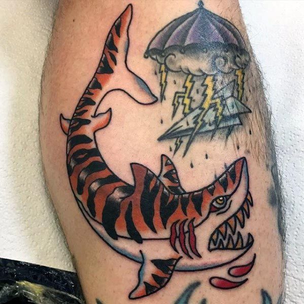 50 Tiger Shark Tattoo Designs für Männer - Sea Tiger Ink Ideen  