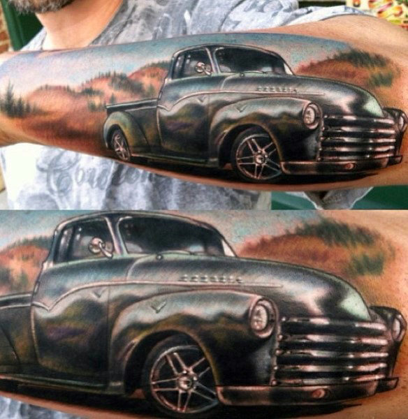 60 Truck Tattoos für Männer - Vintage und Big Rig Ink Design-Ideen  