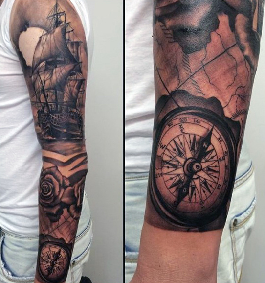 70 Kompass Tattoo Designs für Männer - eine Erkundung der Ideen  