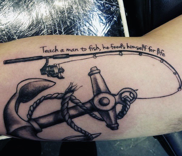 75 Angeln Tattoos für Männer - Reel In Manly Design-Ideen  