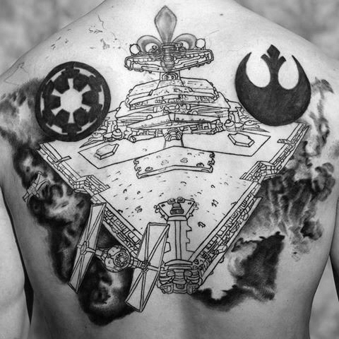 20 Sterne Zerstörer Tattoo Designs für Männer - Star Wars Ink Ideen  