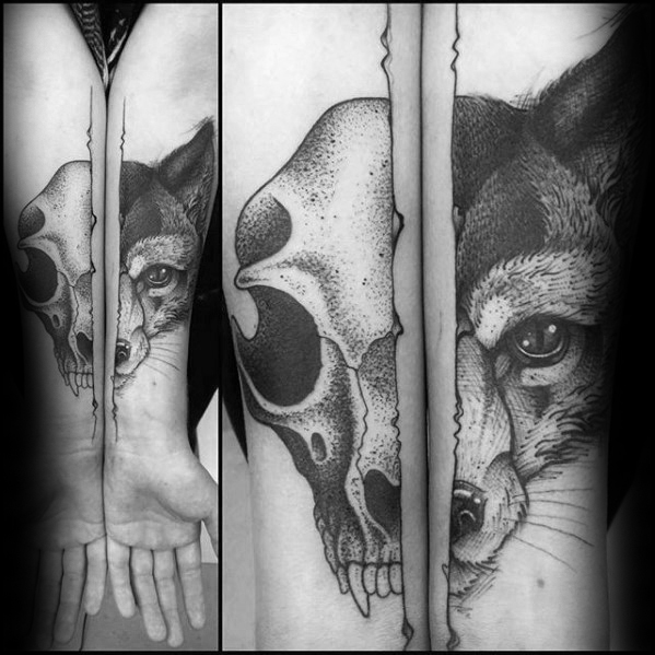 50 Fox Skull Tattoo Designs für Männer - Animal Ink Ideen  