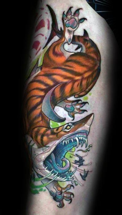 50 Tiger Shark Tattoo Designs für Männer - Sea Tiger Ink Ideen  