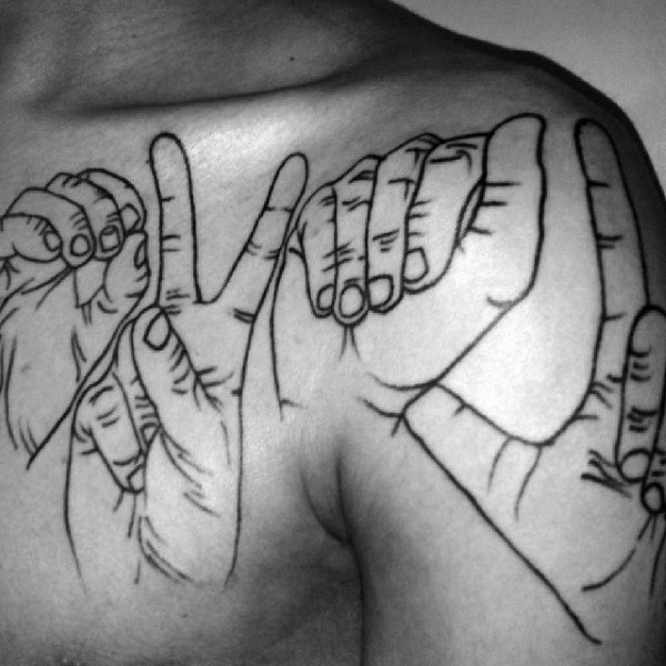 40 Gebärdensprache Tattoo Designs für Männer - Kommunikation Ink Ideas  