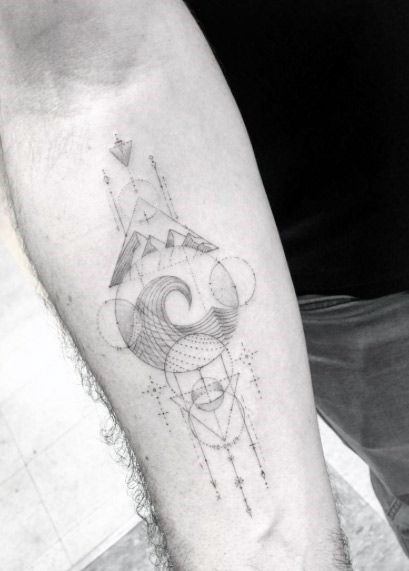 50 geometrische Berg Tattoo Designs für Männer - Geometrie-Tinte Ideen  